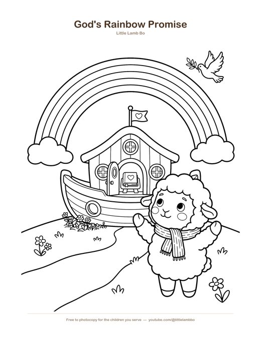 God's Rainbow Promise Coloring Page — free printable for toddlers