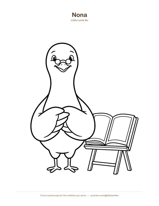 Nona the Dove Coloring Page — free printable for toddlers