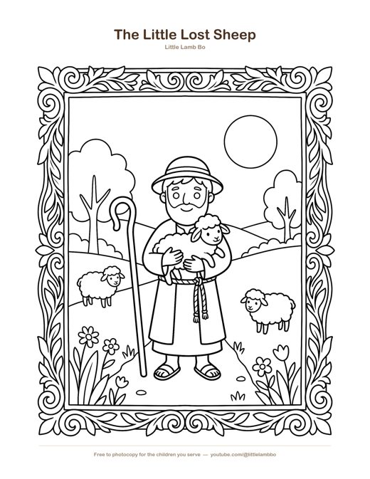 The Lost Sheep Coloring Page — free printable for toddlers