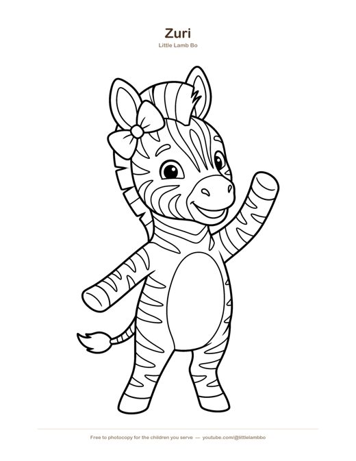 Zuri the Zebra Coloring Page — free printable for toddlers